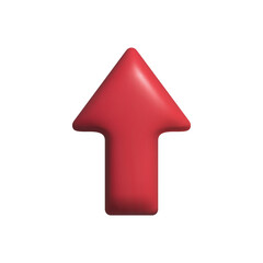 Red arrow icon. Object computer interface. 3d arrow pointer. Cartoon style. Mouse cursor. Vector illustration 3d renders the design. Isolated on white background. Realistic plastic, icon direction.