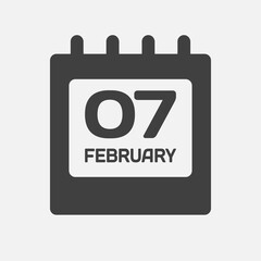 Icon day date 7 February, template calendar page