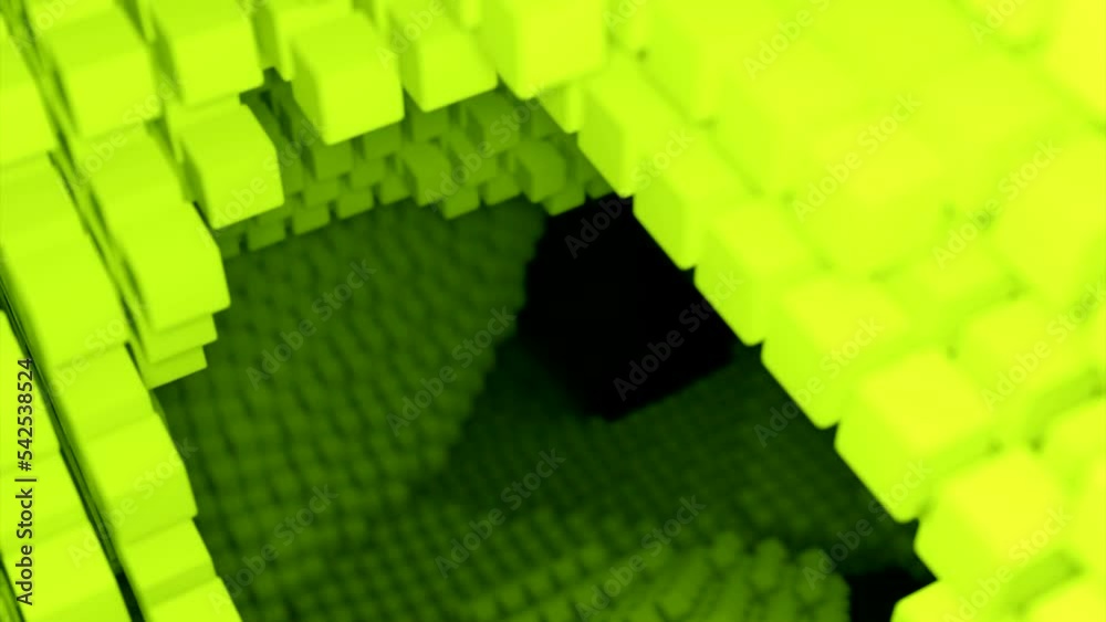 Poster 3d space with cubic shapes and steps. design. 3d shapes and abstract hills in cyberspace. projection