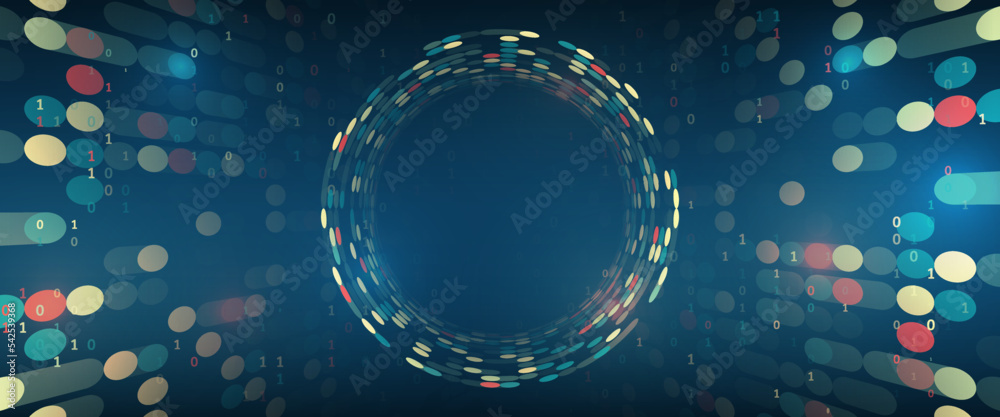 Fototapete Futuristic network or business analytics. Structuring the flow of information. Data analytics concept. Sorting a large amount of data on a dark background. Big data visualization.