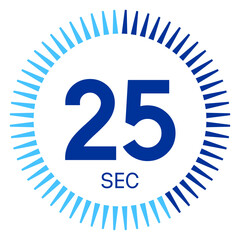 25 seconds,concept of time,timer icon,vector illustration,circle time pie diagram.