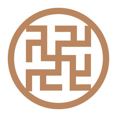 Flower of Perun, Overcome grass, water lily, Slavic symbol, decorated with Scandinavian patterns. Beige trendy design