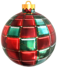 Transparent red and green tiles pattern ornament
