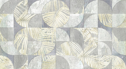 Digital tiles design. Abstract damask patchwork pattern  - 542541593