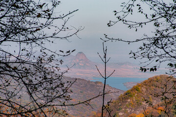 panorama from autumn mountain