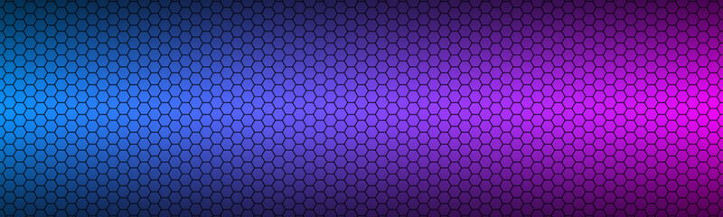 Modern high resolution blue and pink geometric background with polygonal grid. Abstract black metallic hexagonal pattern. Simple vector illustration