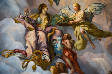 Ceiling fresco by Johann Michael Rottmayr of Salzburg and Gaetano Fanti in St Charles Church...