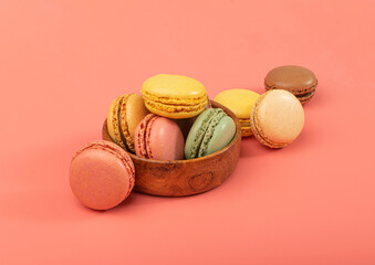 Macaron Cake Isolated, Macaroon Cookie, Almond Meringue, Sweet Macaroons, Colorful French Dessert
