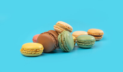 Macaron Cake Isolated, Macaroon Cookie, Almond Meringue, Sweet Macaroons, Colorful French Dessert