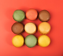 Macaron Cake Isolated, Macaroon Cookie, Almond Meringue, Sweet Macaroons, Colorful French Dessert