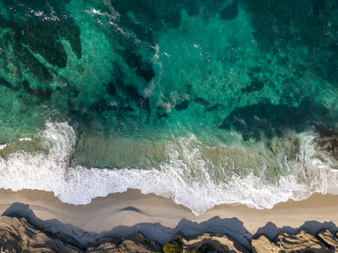 Aerial view of isolated beach in Southern California