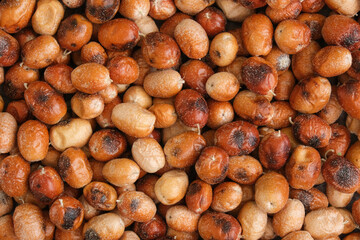 Top view of heap of elaeagnus russian olive silverberry. Selective focus of area.