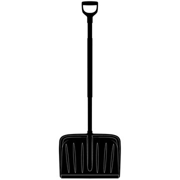 recommend clip art: Snow shovel, snow plow with ergonomic handle, snow clearer for small and large amounts of snow realistic silhouette