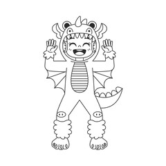 Isolated dragon draw costume vector illustration