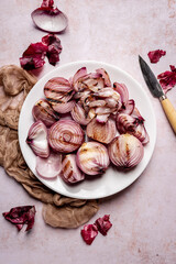 A plate full of freshly grilled onions