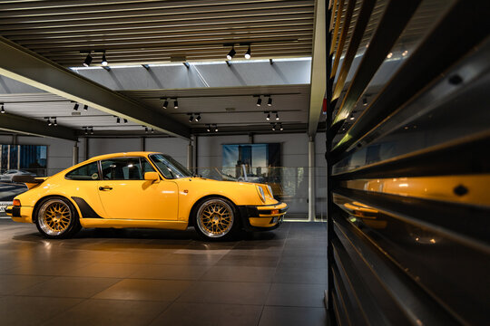 Wroclaw, Poland - July 18 2020: Exhibition of classic Porsche models at Porsche Centrum Wrocław
