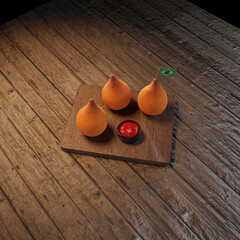 pear on a wooden table
