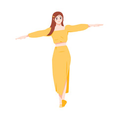 Isolated colored young female character Vector