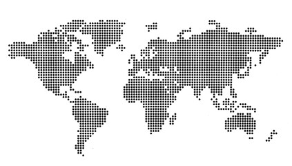 Eine gerasterte Weltkarte, Abbild einer Weltkarte mit roten Hintergrund.  © boedefeld1969