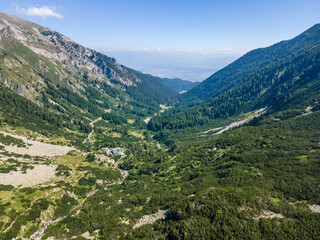 Naklejka na ściany i meble Aerial view of Pirin Mountain near Fish Banderitsa lake, Bulgaria
