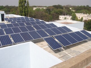 solar panels on a roof top for micro grid or mini grid