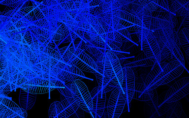 Dark BLUE vector elegant background with leaves.
