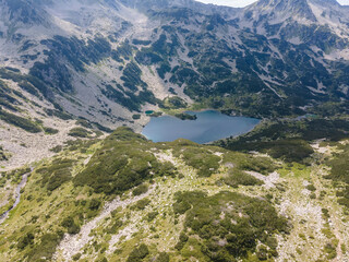 Fototapeta na wymiar Aerial view of Pirin Mountain near Fish Banderitsa lake, Bulgaria