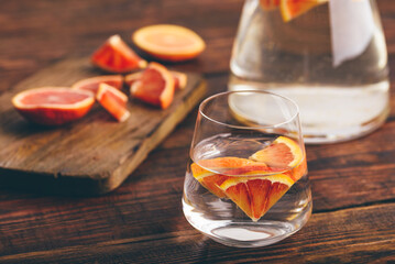 Detox water with blood oranges