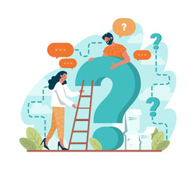 Discussion concept. Characters with a dialog bubble, communicating