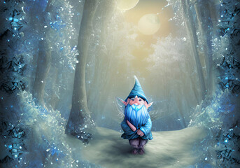 Gnome in magical forest