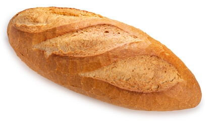 Freshly baked Delicious multigrain loaf bread isolated on white background, Baked multigrain loaf bread on white With work path.