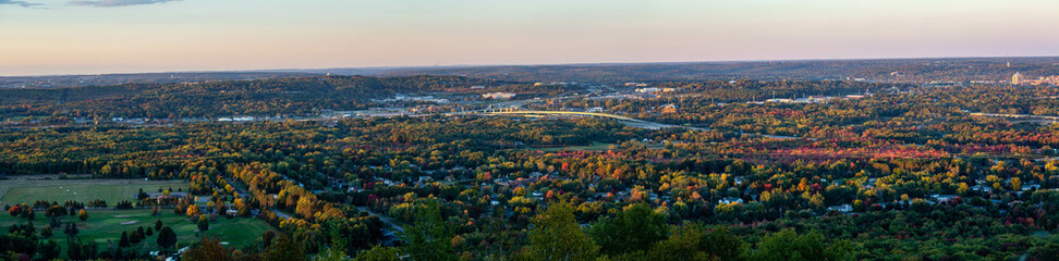 Wausau, Wisconsin in late September from the view of the Granite Peak summit - obrazy, fototapety, plakaty