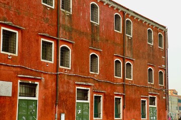 Fototapeta na wymiar Red building, Giudecca Island, Venice 
