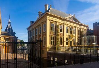 Mauritshuis from outside. Art museum in centre of The Hague with most iconic widely known masterpieces.