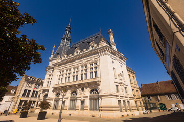 View of City Hall of Sens - Mairie de Sens, Yonne. France - obrazy, fototapety, plakaty