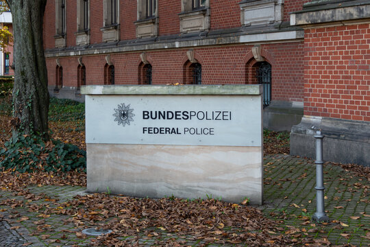 BERLIN, GERMANY - OCTOBER 28, 2022: German Federal Police Called Bundespolizei At Schoeneberger Ufer In Berlin, Germany