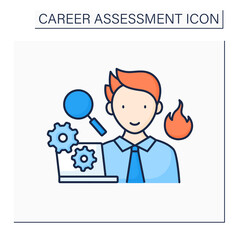 Excitement color icon. High enthusiasm at work. Motivation for self-improvement and career growth. Career assessment concept. Isolated vector illustration 