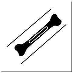 Metal plates glyph icon. Implanted metal can help broken bones heal in proper alignment.Treatment. Healthcare concept. Filled flat sign. Isolated silhouette vector illustration