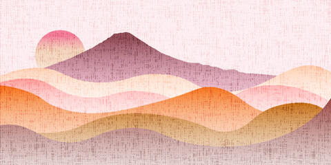 富士山　年賀状　和紙　背景