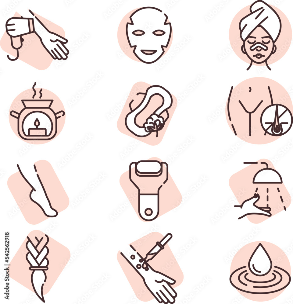 Wall mural Beauty icon set, icon, vector on white background.