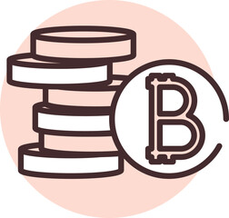 Blockchain coin, icon, vector on white background.