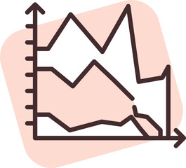 Chart stackarea, icon, vector on white background.