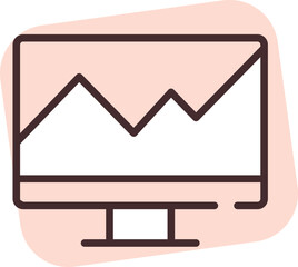 Chart computer, icon, vector on white background.