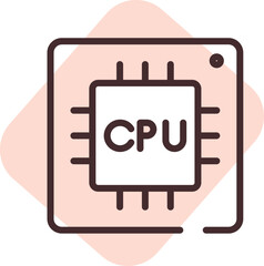 Electronics CPU, icon, vector on white background.
