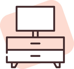 Furniture TV set, icon, vector on white background.