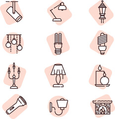 Light icon set, icon, vector on white background.