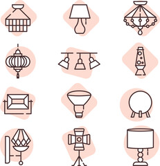 Fototapeta premium Light icon set, icon, vector on white background.