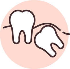 Medical tooth growth, icon, vector on white background.