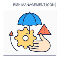 Risk transfer color icon. Potential loss shifted to third party. Takes responsibility for mitigating specific losses that may occur. Business concept. Isolated vector illustration