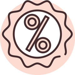 Percentage discount badge, icon, vector on white background.
